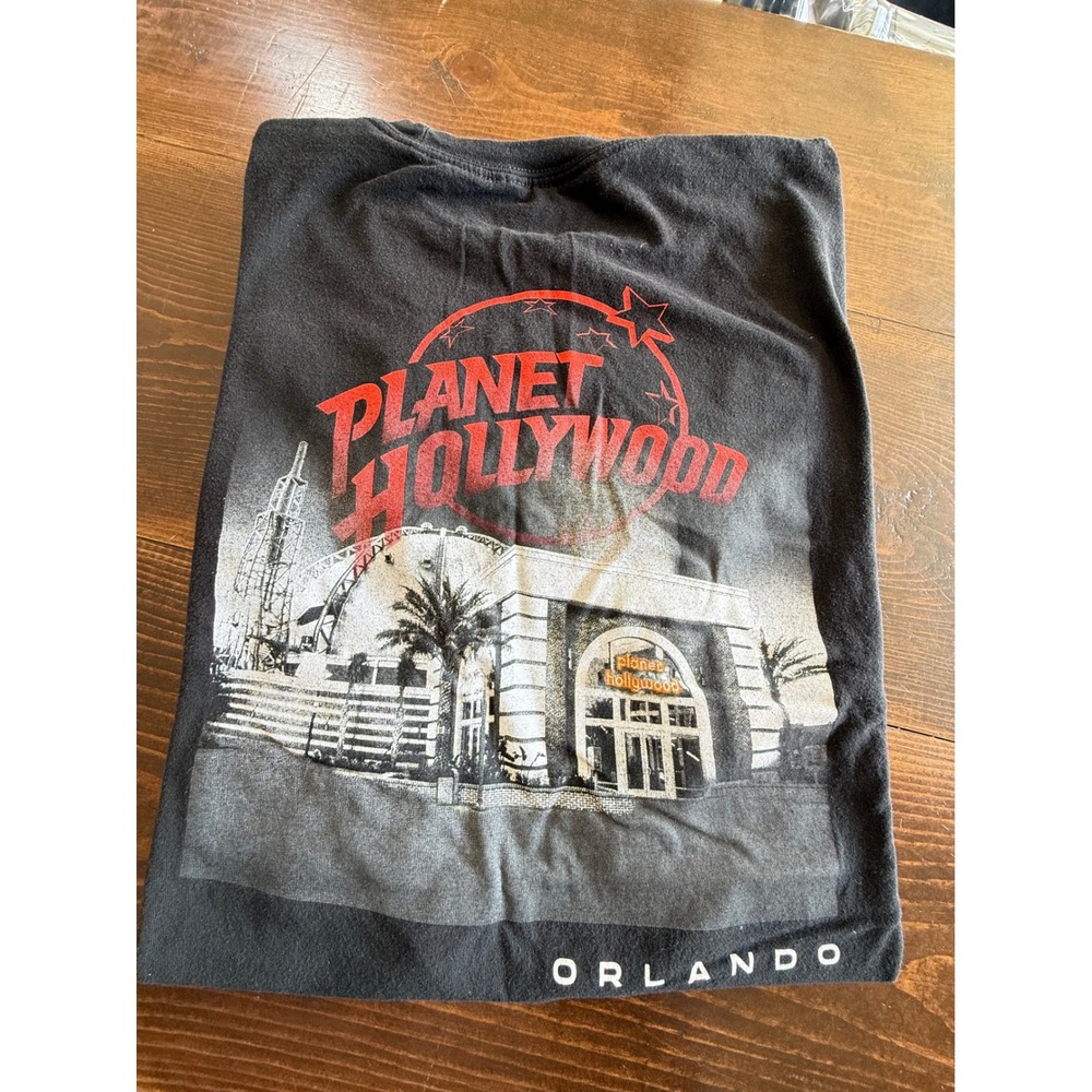 Planet Hollywood Orlando Graphic T-Shirt Mens XXL Black Short Sleeve Cotton Tee‎